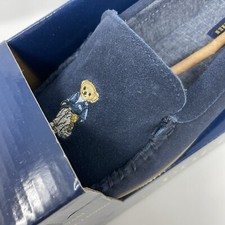 Polo Ralph Lauren Polo Bear Womens Navy Slippers SIZE 11 Leather