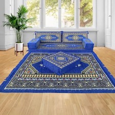 Arabic MAJLIS sofa set l Bohemian FLOOR cushions l Royal BLUE three seater sofa