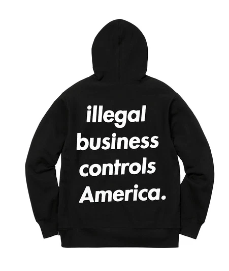 Sweat à capuche Supreme Illegal Business noir grand SS18 DEADSTOCK ÉPUISÉ