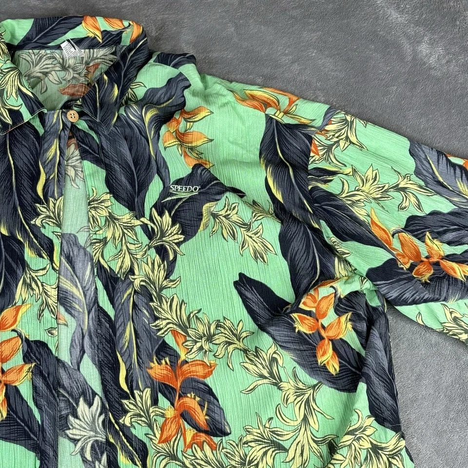 Speedo Natación Playa Cubre Mujer Grande Verde Acuático Estampado Floral Frente Abierto Foto 4 de 4