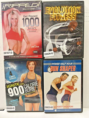 Lot 4 Extreme Workout DVDs Ripped 1000 Ignite 900 Bun Shaper Evolution