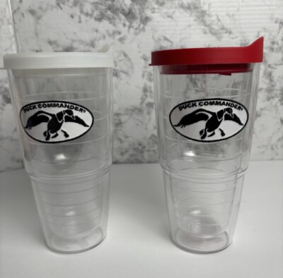 Duck Commander Tervis Tumbler Lot (2) Clear Cup Embroidered Patch Lids 1 Cloudy