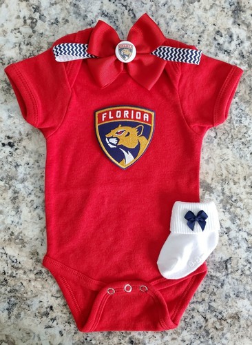 Panthers newborn/baby girl clothes Panthers baby gift Florida Hockey baby gift - Afbeelding 1 van 2