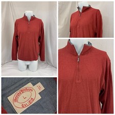Brooks Brothers Pullover L Red 1/4 Zip Long Sleeve 100 Cotton EUC YGI RE3025