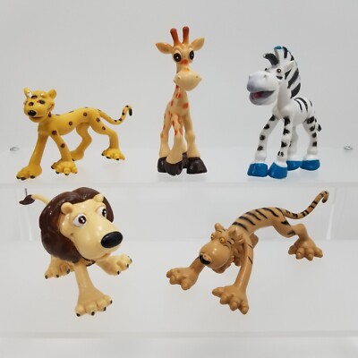 Gosnell: Funny Animals Zoo Figures - Zebra, Lion, Leopard, Giraffe, & Tiger