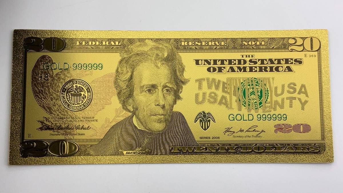Gold Foil United States 20 Dollars Uncirculated Gag Banknote Z828