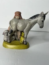 Vintage Byron Molds 1973 Donkey and Girl Hand Painted Ceramic Figurine