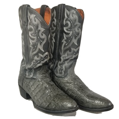 Pre-owned Dan Post genuine flank Caiman gray Men's 8D Western boots DP2395 (WB2)