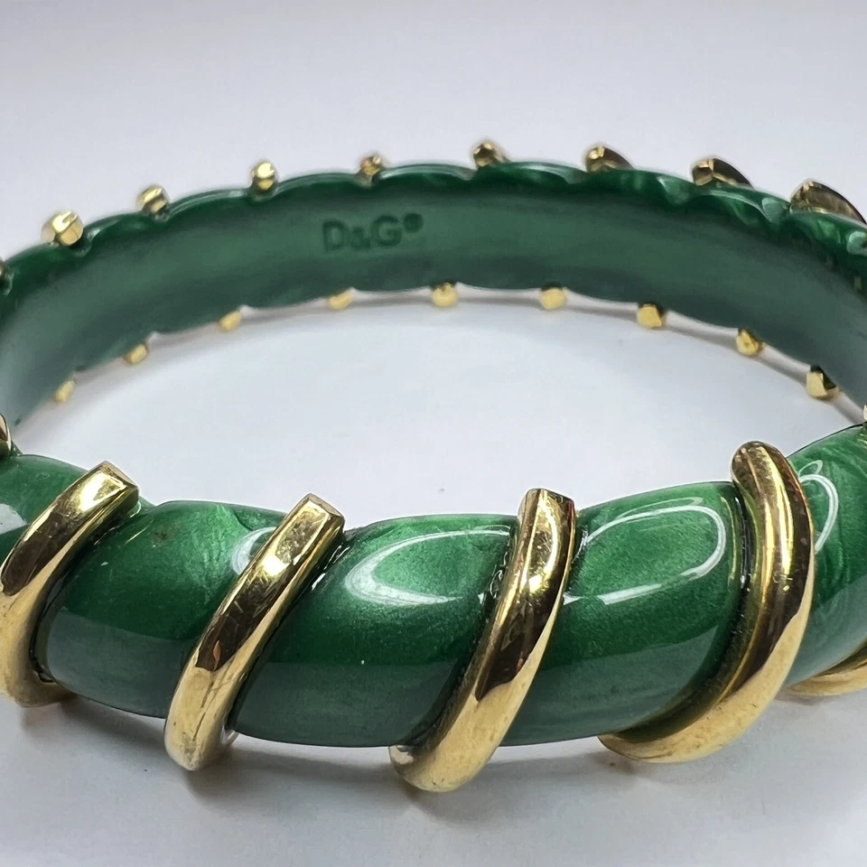 Dolce & Gabbana Green & Gold Bangle Bracelet - Image 3 of 4