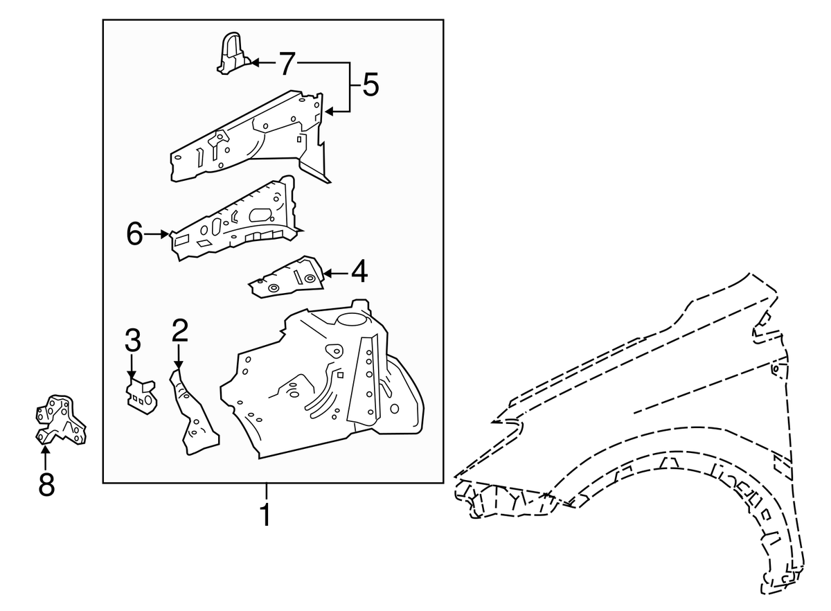 TOYOTA RAV 4 2006-2018 LH FRONT FENDER APRON EXTENSION OEM NEW