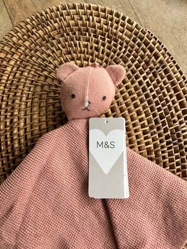 m&s teddy bear Soft Toy Comforter pink Knitted bnwt new 22053756 marks soother - Picture 7 of 10