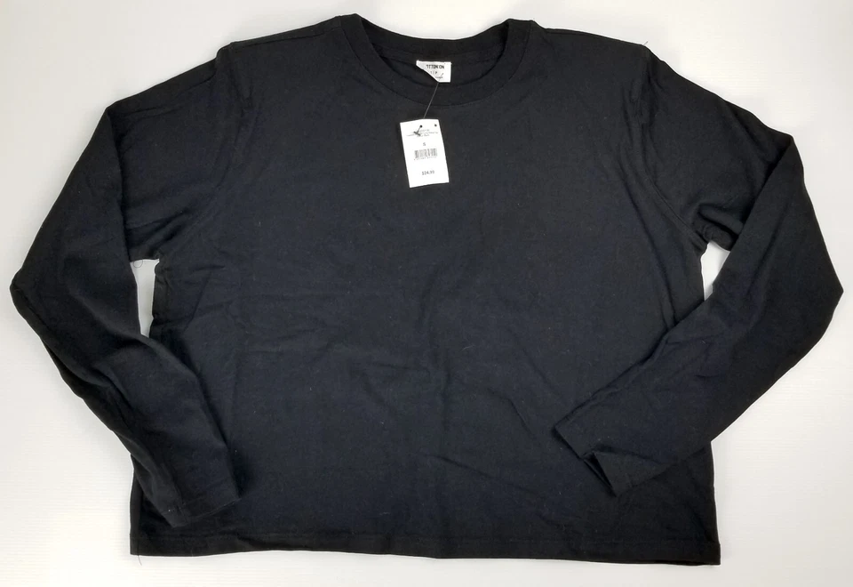 Cotton On Size S Padded Shoulder Long Sleeve Top 100% Cotton 100% Recycled Black - Image 3 of 4