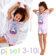 Kids Girls Shorty Pyjamas Summer Unicorns Print 100% Cotton Pyjama Set 3-10 Year