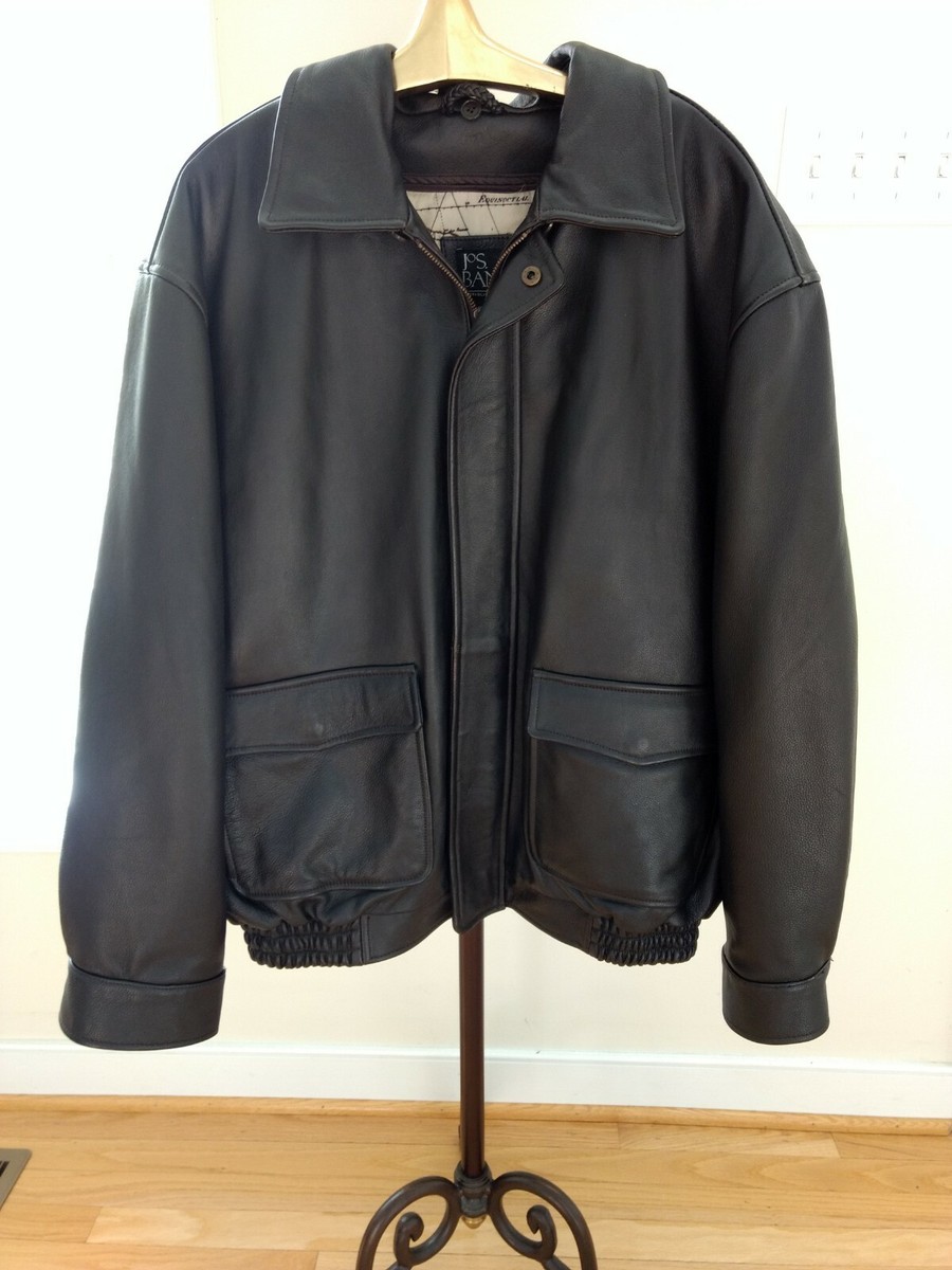 JOS. A. BANK $595 A-2 Bomber Leather Flight Jacket Zip-out Lining