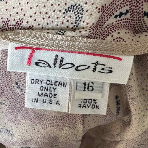 Talbots Vintage Beige/Burgundy Paisley Full-Length Pleated Skirt Size 16 NWT - Picture 7 of 8