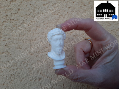 Miniature sculpture. Marcus Aurelius Bust. Dollhouse scale. Paint ready 3D
