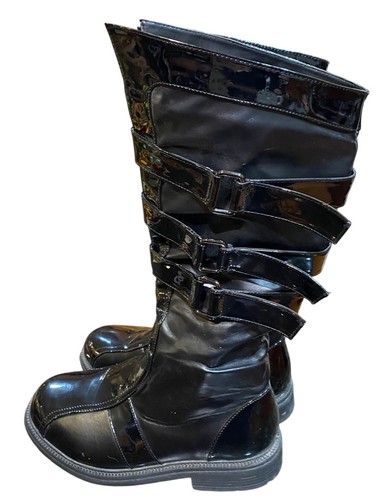 Ellie Shoes Darth Vader 3 Buckle Mens Walker Boots Black w/Patent Leather Detail - Picture 3 of 9