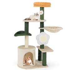 45" Tall Cat Tree Flower Multi-level Pet Activity Center Furniture w/Sisal Post