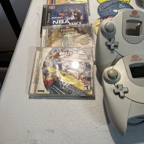 Sega Dreamcast Console And Game Lot X3 Controllers Fishing Rods And More Wow 