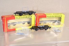 FLEISCHMANN 1453N DB LOG BOLSTER TRANSPORT FLAT WAGON SET 622-1 on