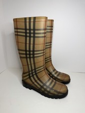 Burberry Nova Check Plaid Rubber Rain Boots EU 37 / US 6