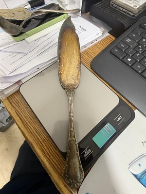 Christofle Ornate Silver-Plated Fish Slice Server - Gilt Blade & Monogram
