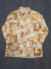 Vintage 70's button down Daber Large Floral Disco Hippie Woodstock Dance