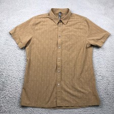 Vuori Short Sleeve Bridge Button Down Shirt Mens M Brown Arrow Print Performance