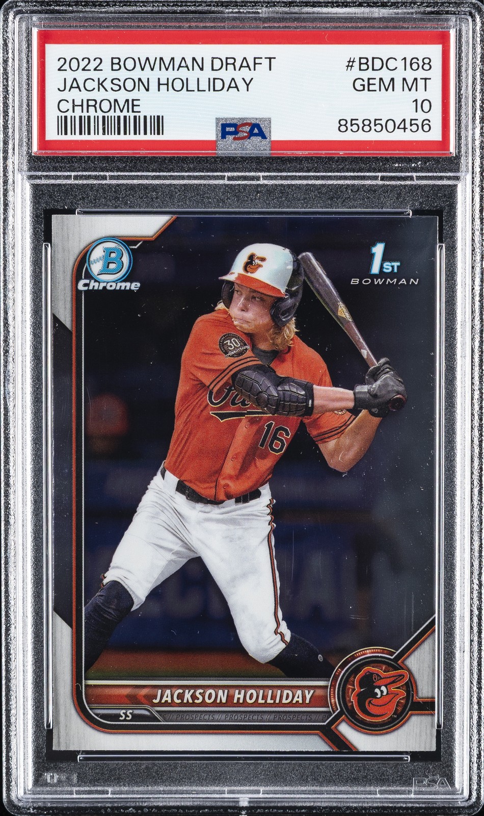 2022 BOWMAN DRAFT CHROME #BDC168 JACKSON HOLLIDAY PSA 10