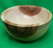 Hand Turned Maple Round Natural Edge Wood Bowl Artist Signed 3" tall x 6.5" wide