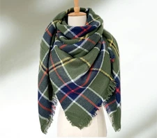 Green, Blue and Red Plaid Blanket Scarf/ Oversized Fall & Winter Scarf