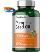 Pumpkin Seed Oil Capsules | 3000mg | 120 Softgels | Cold Pressed | by Horbaach