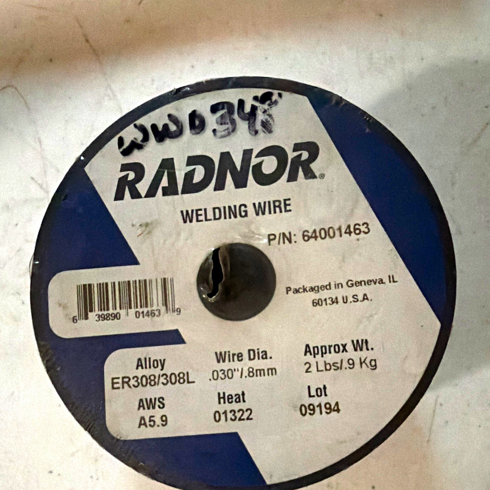 RADNOR ER308/308L Stainless Steel Welding Wire .030 in 2 lb Spool 64001463