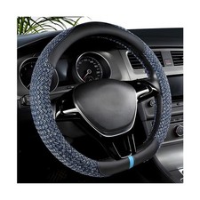 Zpana Car Steering Wheel Cover 14.5-15 Breathable Linen Sporty Blackblue Zpana Car Steering Wheel Cover 14.5-15 Breathable Linen Sporty Blackblue