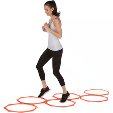 20 In. Hexagonal Speed and Agility Training Rings with Carry Bag Orange, Set of