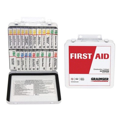 GRAINGER APPROVED 54580 First Aid Kit w/House,163pcs,3x10'',WHT 39N825