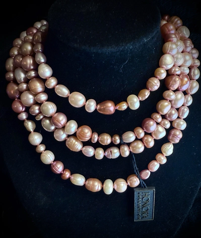 Collar Honora 78" Endless Strand perlas rosa nuevo en caja Foto 4 de 4