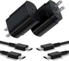 Type C Charger, 2Pack 25W PD USBC Wall Charger Super Fast 6ft 6ft, Black