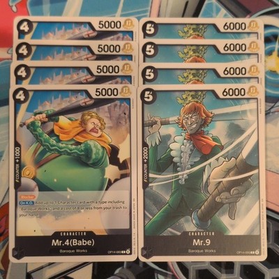 4 x One Piece - Mr.4(Babe) OP14-093 C & Mr.9 OP14-095 C Mint Playsets 