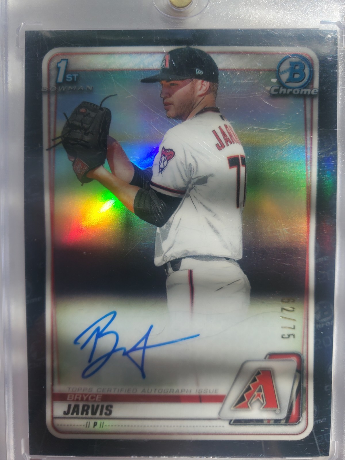 2020 Bowman Draft Chrome BLACK REFRACTOR AUTO #/75 Bryce Jarvis RC