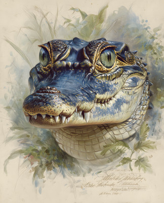 8x10 Alligator Close-Up Portrait Art Print - 319018857