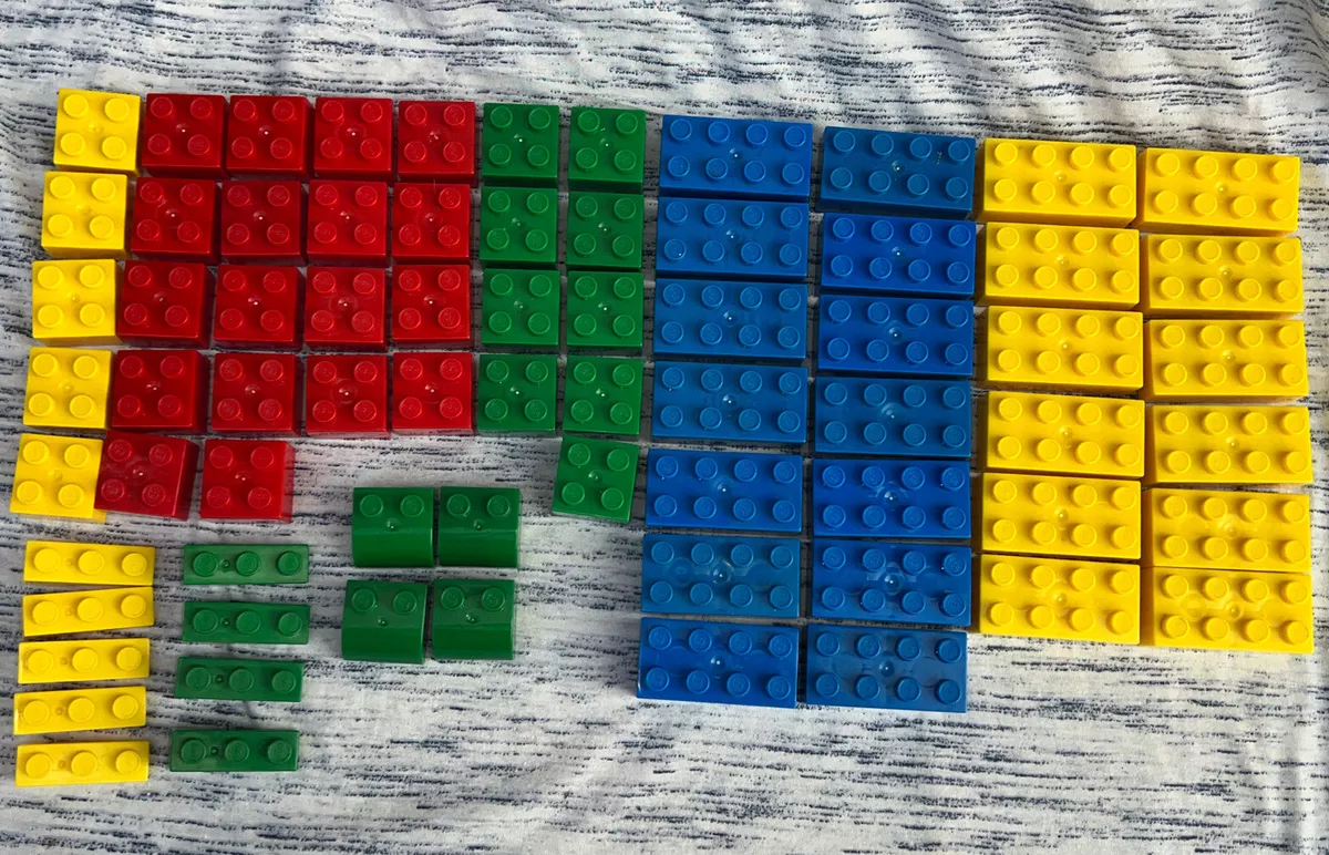 LARGE BUILDING BLOCKS LOT DUPLO COMPATIBLE LOT 71pc RED YELLOW GREEN BLUE