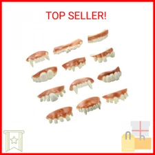 Marrywindix 12 Pieces Gnarly Teeth Gag Teeth Ugly Fake Teeth Vampire Denture Tee