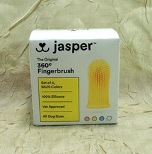 Jasper The Original 360  Dog Finger Toothbrush Four Pack Silicone All Size Dogs