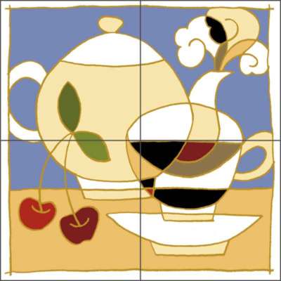 Tea Pot Tile Backsplash O'Very Covey Kitchen Art Ceramic Mural TOC004