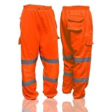 Hi Viz Vis Fleece Trousers Jogging Bottoms Safety Pants Work Wear Joggers Sweat