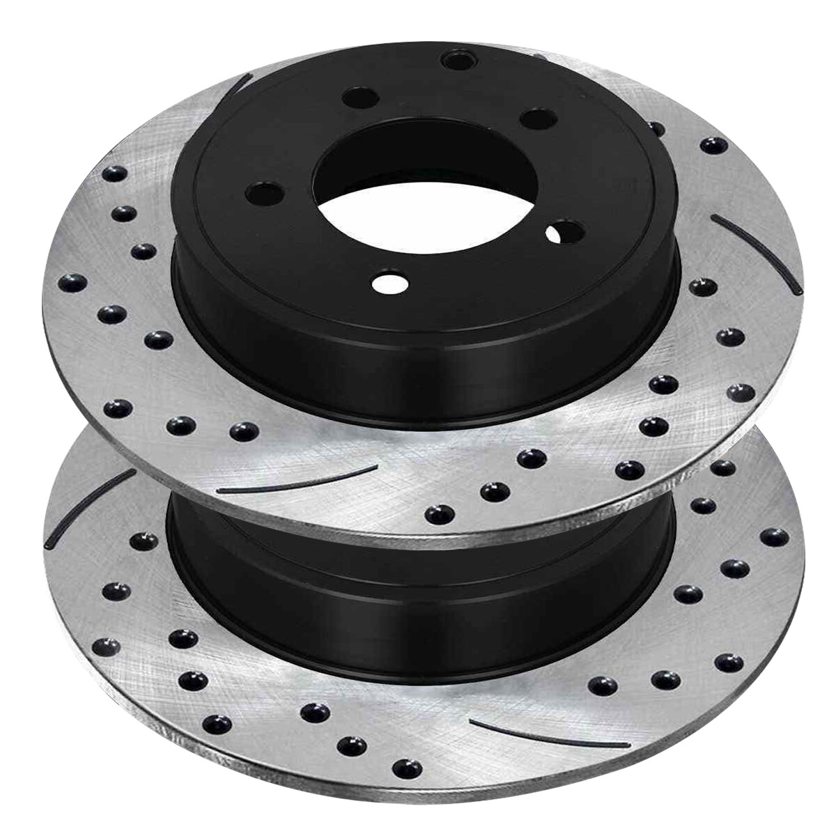 Rear Drilled Brake Rotors Black Pair 2 for Jeep Patriot Compass Dodge