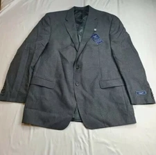 Chaps  Men's Sz 46L (MEASURED) Classic Fit Tuxedo Charcoal Gray Suit Blazer $220