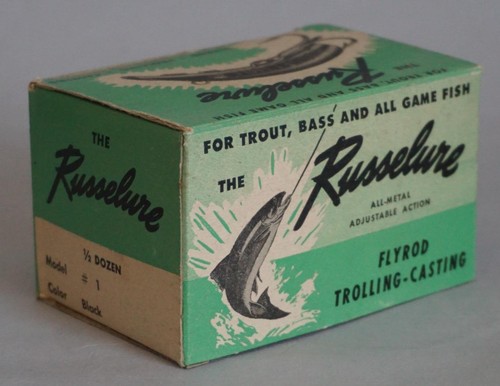 Vintage Russelure Dealer 6 Pack of Fly Rod Lures Black New Old Stock New in Box - Picture 7 of 14