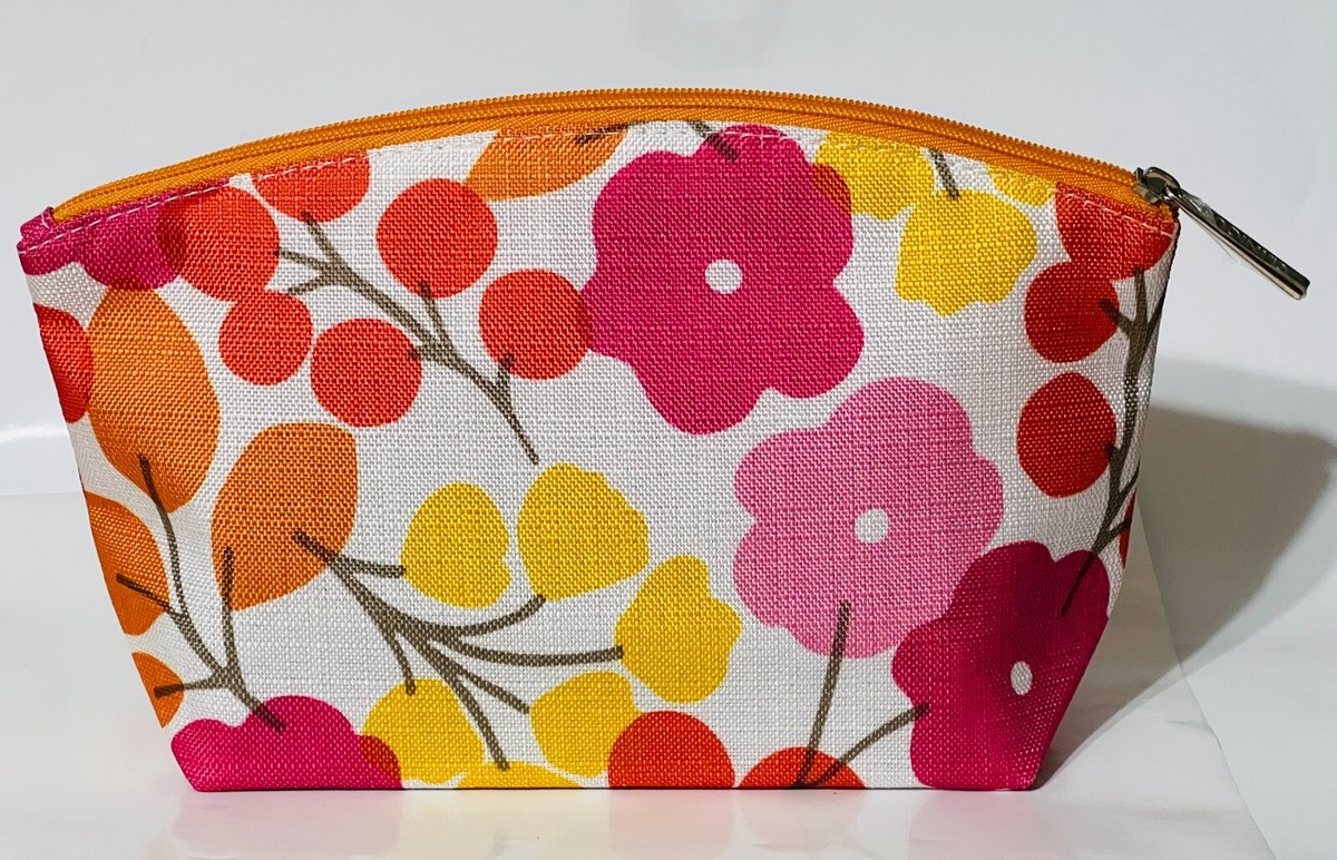 New Clinique Cherry Blossom Pink Floral Cosmetic Makeup Travel Bag